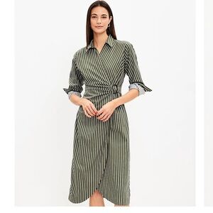 NWT Loft Striped Wrap Shirtdress Size 12